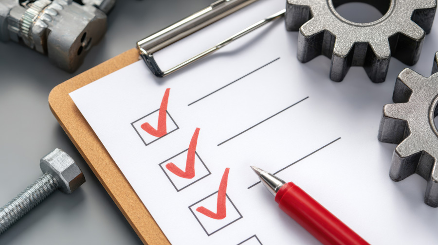 Technicien réalisant un audit de conformité d’équipement industriel 